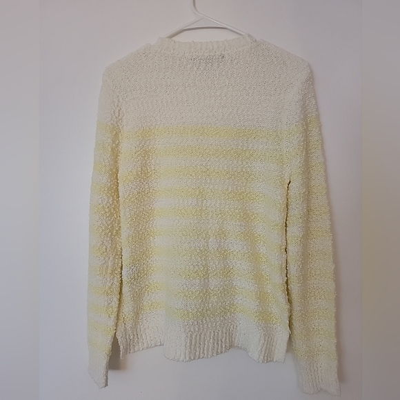 Marled Reunited Clothing Womens Small Sweater Yellow And White Striped - Picture 2 of 4